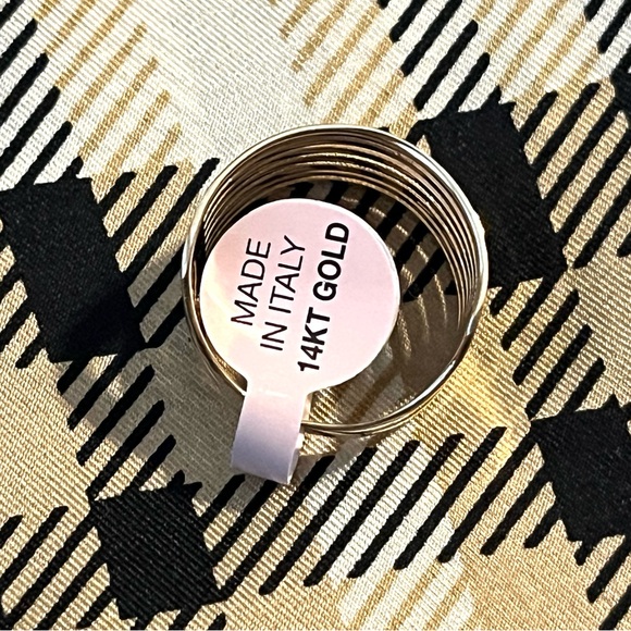 MIA FIORE Made In Italy 14kt Gold Multi Row Polished Diamond Cut Ring Size 8 NEW - Picture 11 of 13